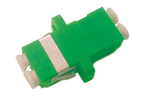 Hyperline Оптический проходной адаптер LC/APC-LC/APC, SM, duplex, корпус пластиковый, зеленый, белые колпачки