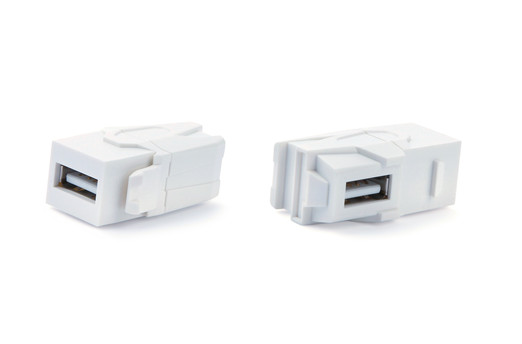 Hyperline Вставка формата Keystone Jack с проходным адаптером USB 3.0 (Type A), 90 градусов, ROHS, белая