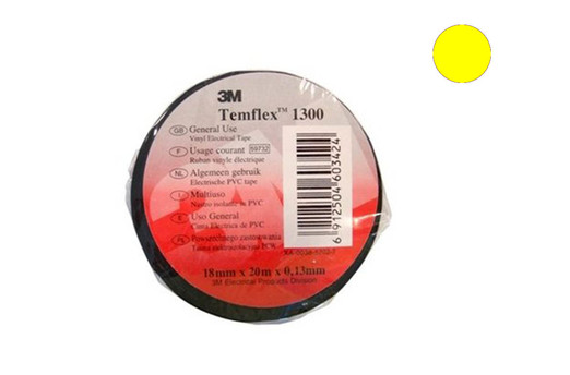 Temflex 1300 Лента изоляционная желтая 15мм 10м