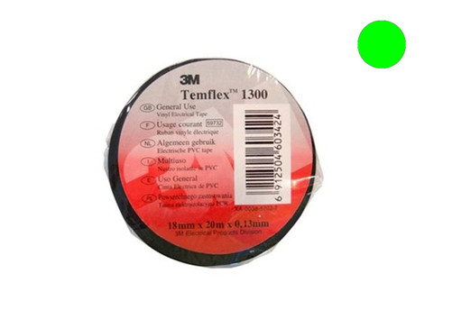 Temflex 1300 Лента изоляционная зелёная 15мм 10м