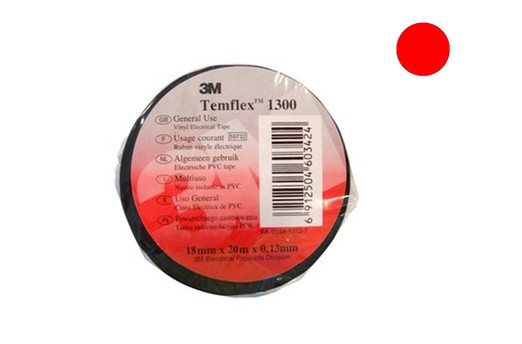 Temflex 1300 Лента изоляционная красная 15мм 10м