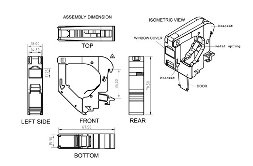 Hyperline Крепление для Keystone Jack на DIN-рейку в распределительные щиты для промышленных решений, без боковых крышек, ширина 18 мм