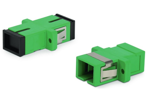 Hyperline Оптический проходной адаптер SC-SC, SM, simplex, корпус пластиковый, зеленый, черные колпачки