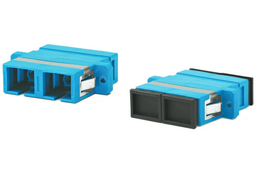 Hyperline Оптический проходной адаптер SC-SC, SM, duplex, корпус пластиковый, синий, черные колпачки