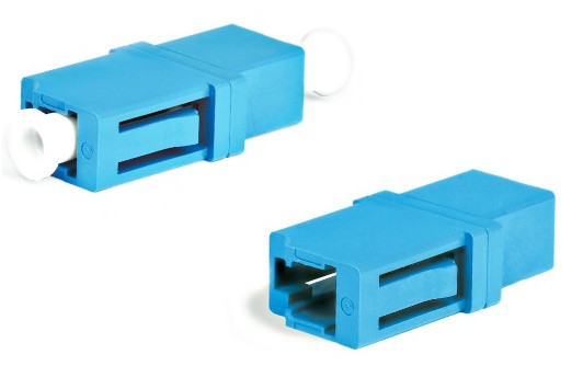 Hyperline Оптический проходной адаптер LC-LC, SM, simplex, корпус пластиковый, синий, белые колпачки