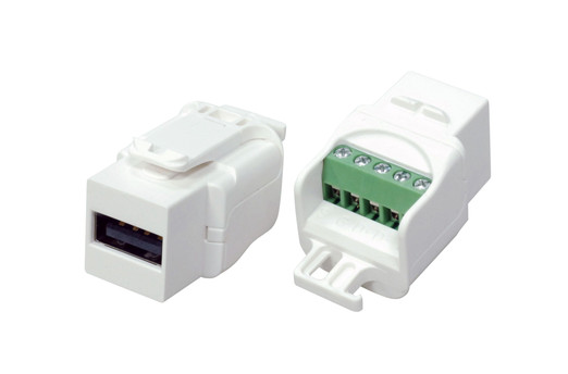 Hyperline Вставка формата Keystone Jack USB 2.0 (Type A) под винт, ROHS, белая