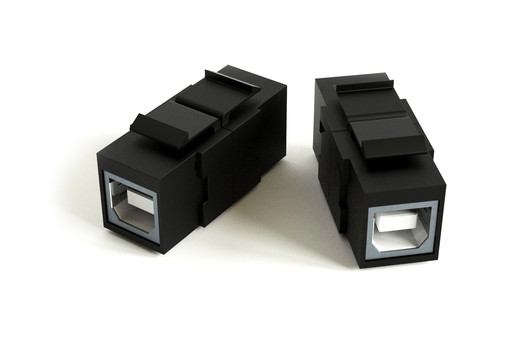 Hyperline Вставка формата Keystone Jack с проходным адаптером USB 2.0 (Type B), ROHS, черная